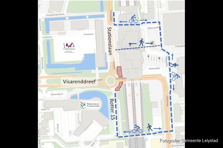 Tijdelijke afsluiting deel fiets- en voetpad westkant station vanaf 17 februari